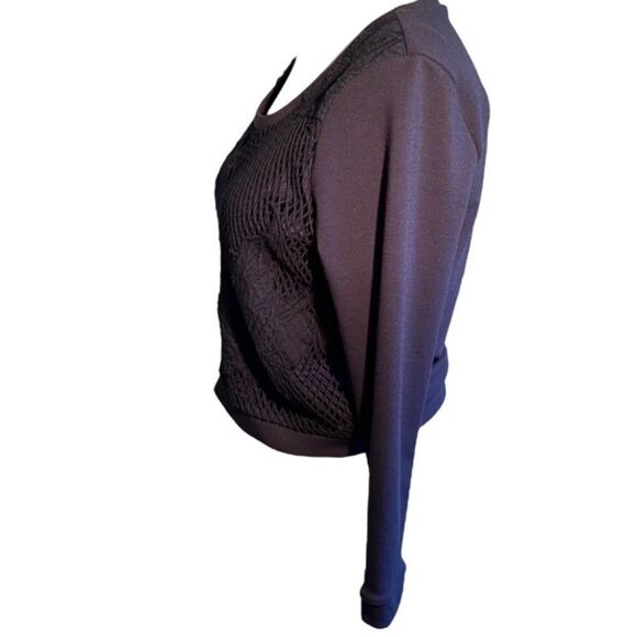 0970 Lauren Conrad Botanical Beauty Navy Blue S Mesh Front Cropped Top NWT - Picture 2 of 11